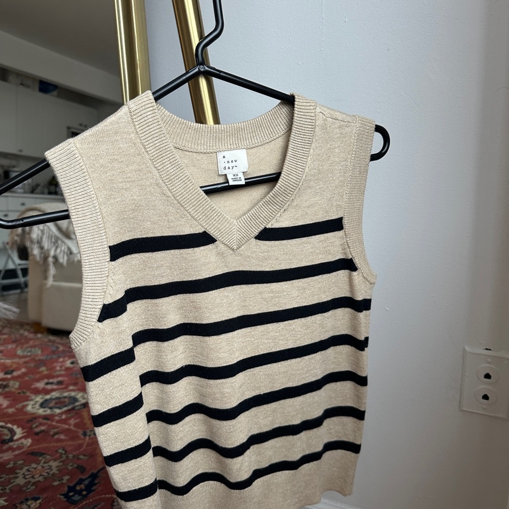 A New Day Beige and Black Knit Top